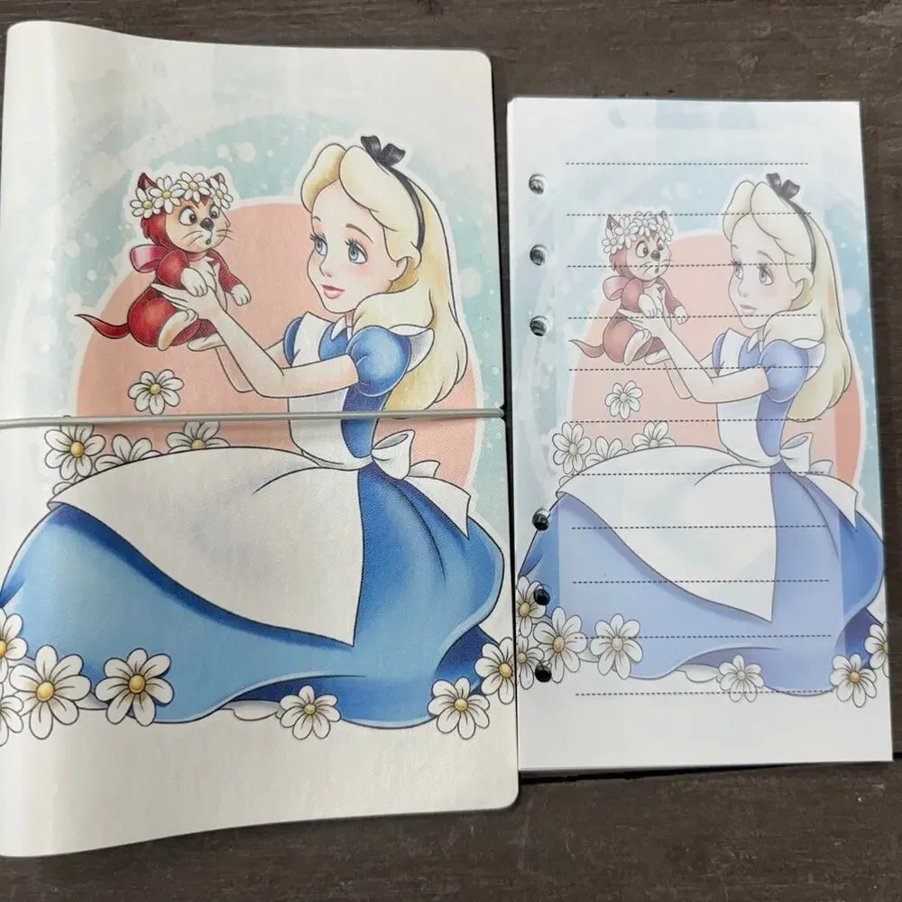 Alice & Wonderland A6 6 Ring Soft Binder, & Paper